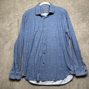 Corneliani Men's‎ Blue Button Down Shirt 16/41 Cotton Dress Shirt Made in Italy